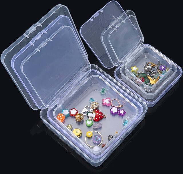 MINGXUAN Schmuckbox aus transparentem Kunststoff für Halsketten und Ohrringe, rechteckige Staubschutz-Aufbewahrungsbox für Perlen - Bild 1
