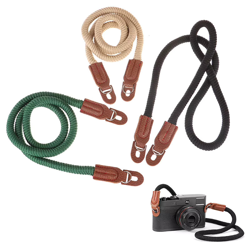 Vintage Kamera-Halsband aus Baumwolle und Leder für SLR und Digitalkameras, KOQZM, Schwarz/Mehrfarbig - Bild 2