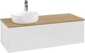 V&B Waschtischunterschrank Antao ohne Frontstruktur, Farbe Weiß und Eiche Honig, B/T/H: 120 x 50 x 36 cm - Bild 1