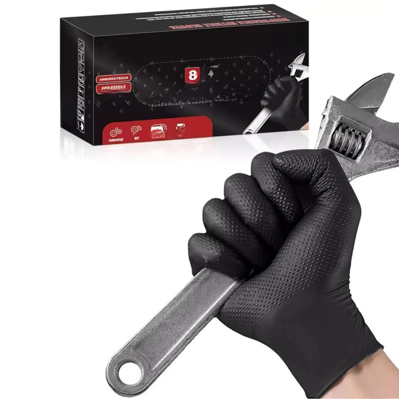 YUMARCH Nitril-Einweghandschuhe in Schwarz mit Diamantstruktur, 8Mil Hochleistungs-Handschuhe, latexfrei - Bild 6