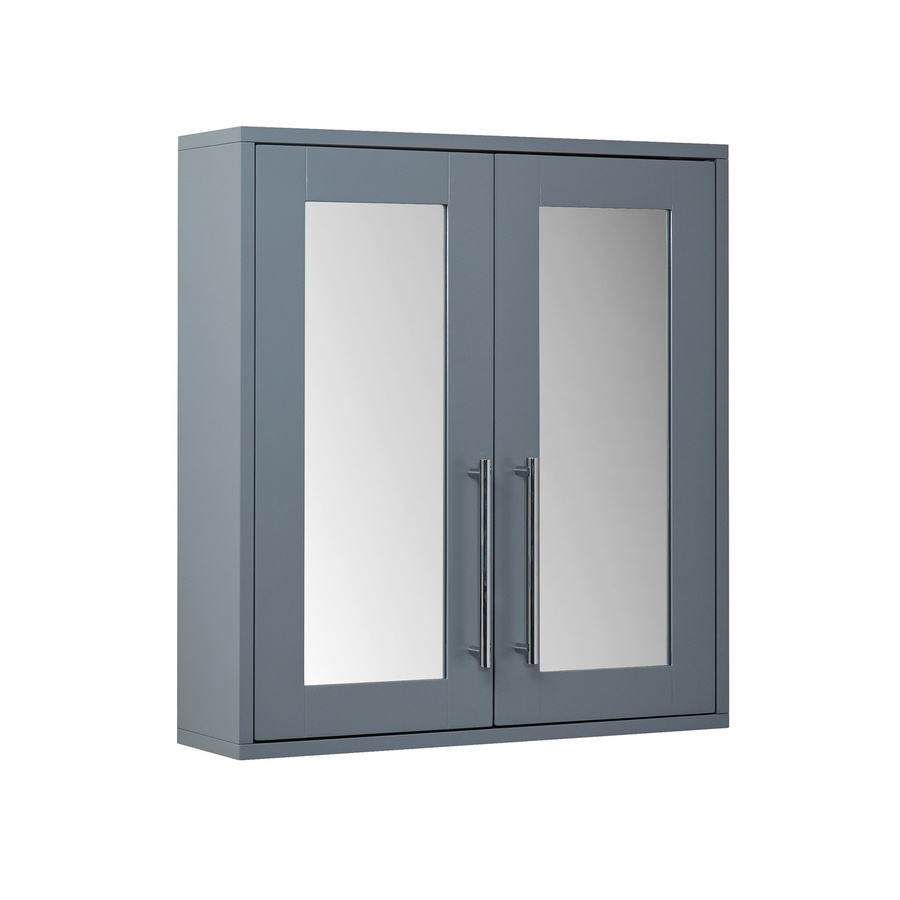 Hudson Reed Warwick Spiegelschrank in Grau mit Soft-Close-Türen und Regalen, B: 60 cm, H: 65 cm - Bild 1