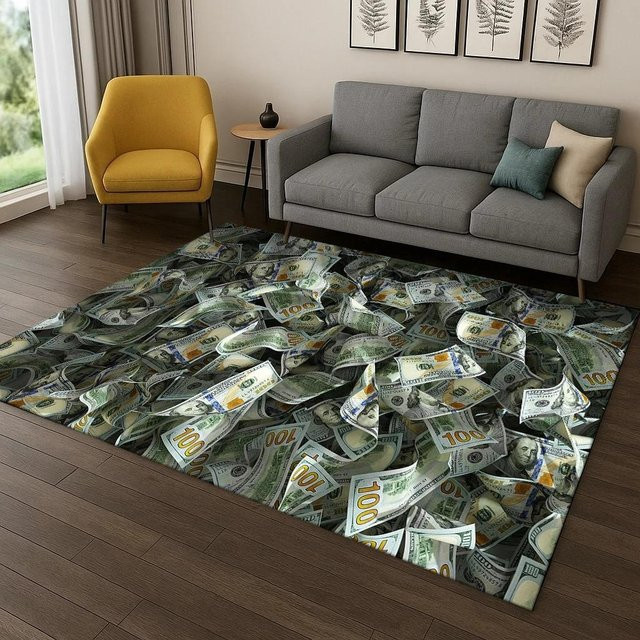 Lodestar 3D Geld Illusion Teppich mit US-Dollar Euro und Pfund Design, Mehrfarbig, B/T: 60 x 40 cm - Bild 1