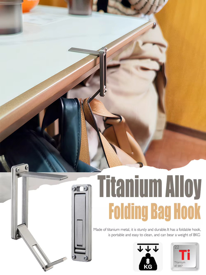Multifunktionaler Karabinerhaken aus Titanlegierung in Silber als EDC-Werkzeug für Taschen und Schreibtischorganisation - Bild 4