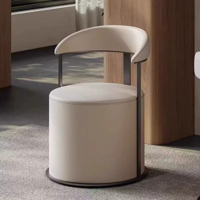 LIUSHADUOLA Nordischer Schminkhocker in Grau mit Rückenlehne im minimalistischen modernen Design - Bild 2