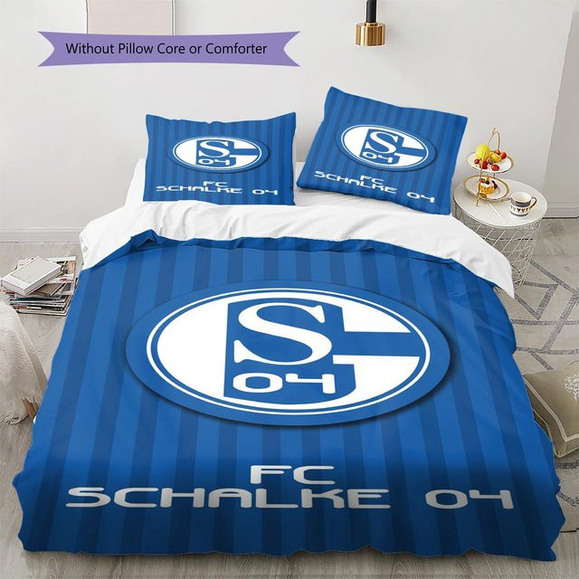 FC Schalke 04 Bettwäsche Set mit Muster in Blau, bestehend aus 1 Bettbezug und 2 Kissenbezügen, B/T/H: 200 x 220 cm - Bild 1