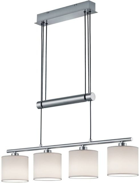 Trio Pendelleuchte Garda in Nickel matt und Weiß aus Metall und Textil, B/H/T: 77 x 150 x 13 cm, E14, 4 Leuchtmittel - Bild 1