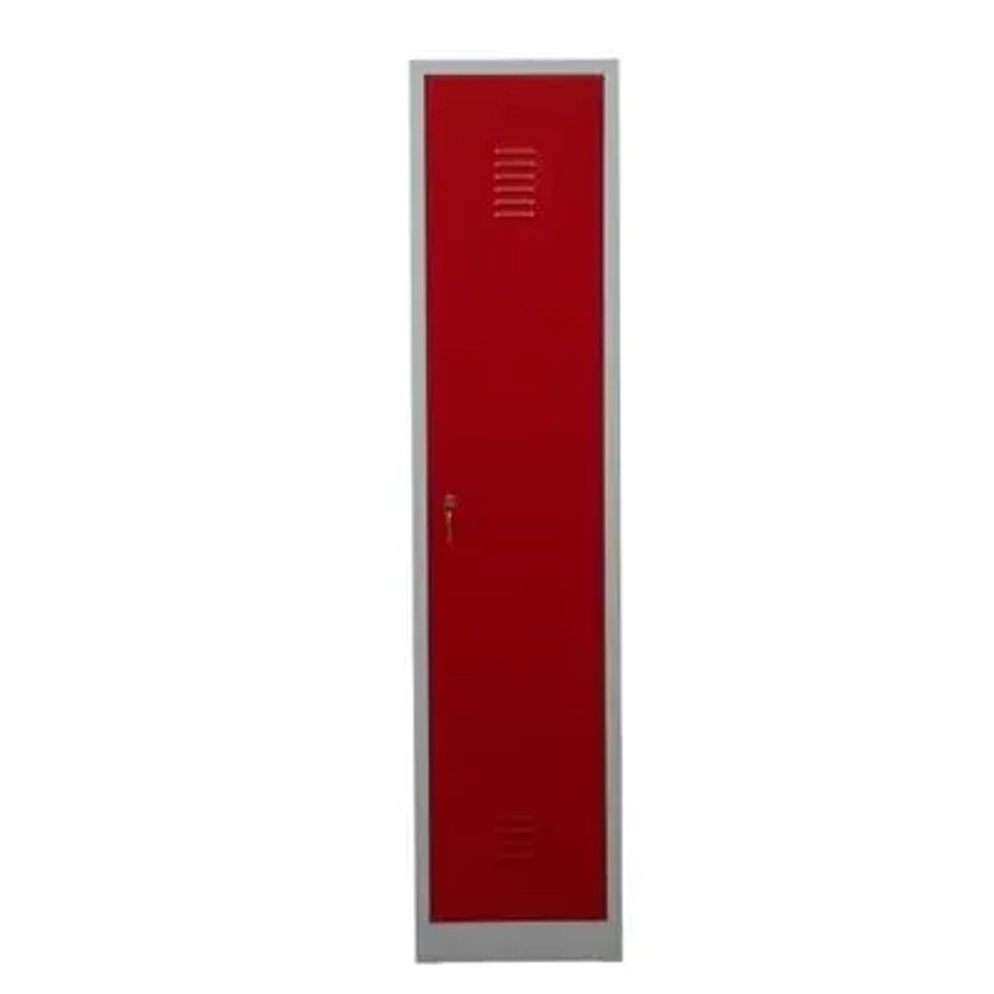 PROREGAL Garderobenspind Camel 1-Fach aus Metall mit Zylinderschloss in Grau-Rot, H x B x T: 180 x 41 x 50 cm - Bild 2