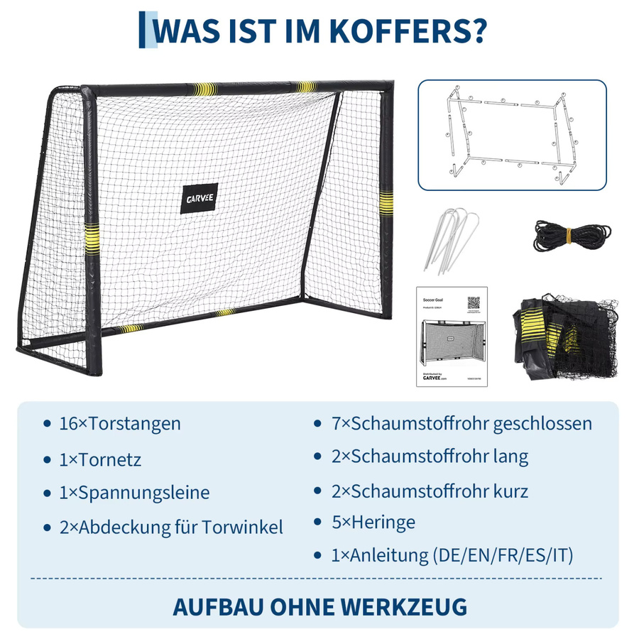 HiMISS Tragbares Fußballtor für den Garten in Schwarz mit robustem Stahlrahmen und Bodenbefestigungen - Bild 4