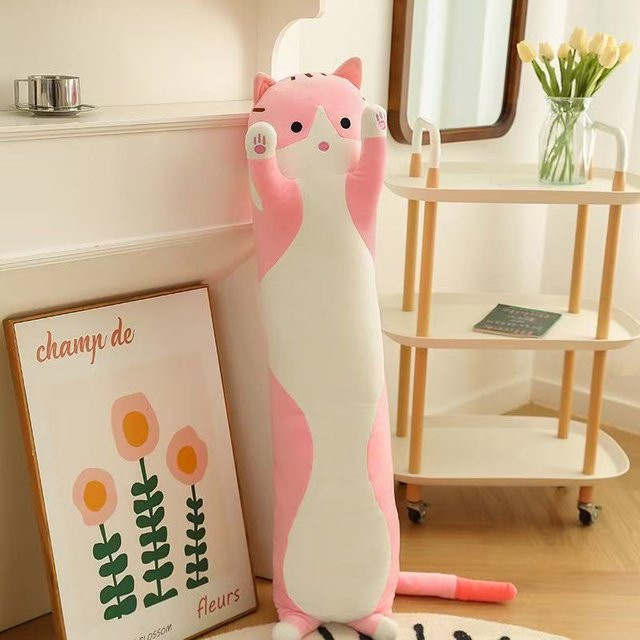 Yiran toy Lustiger Freude Niedlicher Weicher Langer Katzen Plüschtier, Rosa / Pink - Bild 1