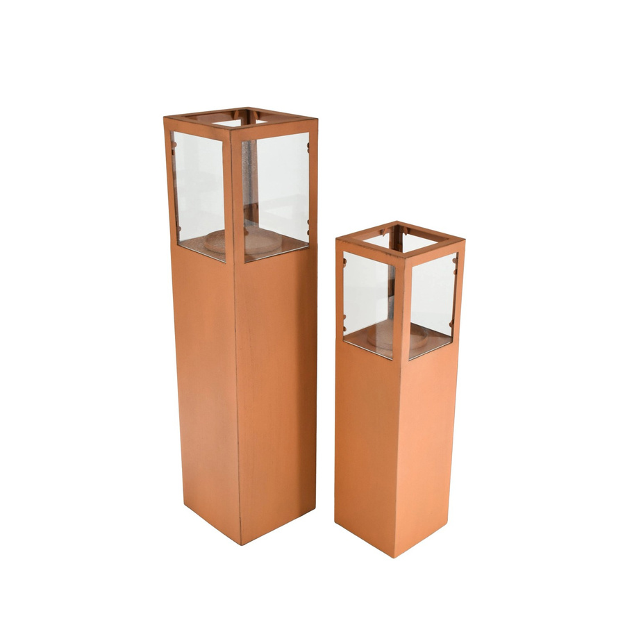 DELUKE Kerzenständer SOFIA 2er Set aus Metall in Rostfarben, Höhe: 74 cm, Breite: 18 cm, Tiefe: 18 cm - Bild 2