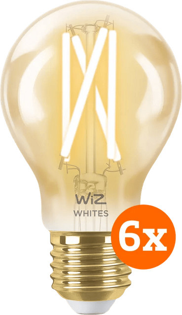WiZ Smart Filament LED-Lampe Standard Gold/Brass E27 6er-Pack mit CCT und WLAN/Bluetooth-Steuerung - Bild 1