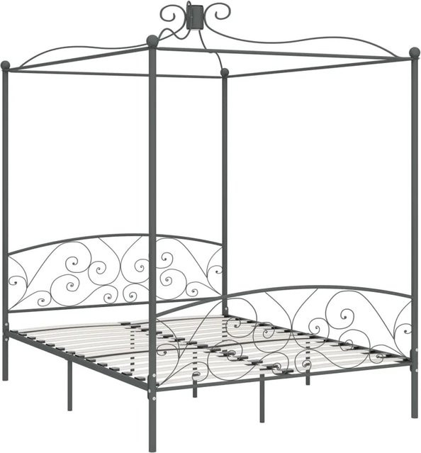 vidaXL Himmelbett-Gestell aus Metall in Grau, B/T: 180 x 200 cm - Bild 1