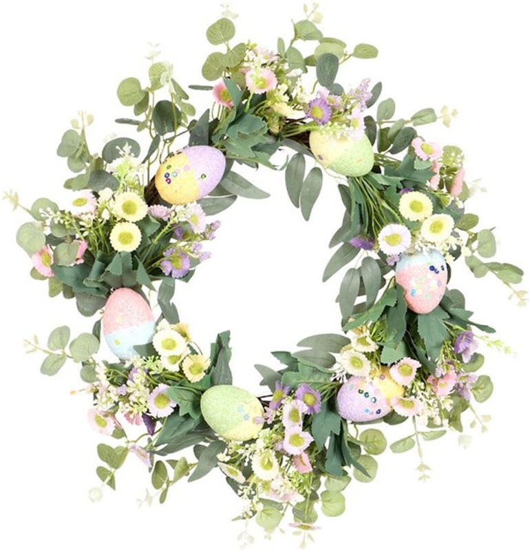 Tooarts Osterkranz mit Margeriten und Ostereiern als hängende Dekoration in Mehrfarbig - Bild 1