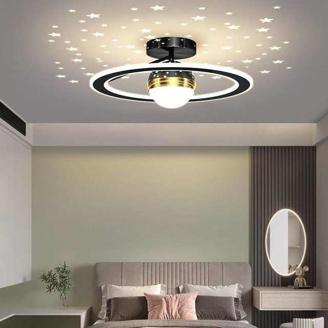 Cozy Glow Moderne LED Deckenlampe mit Sternenhimmel-Effekt in Schwarz, Durchmesser: 38 cm - Bild 1