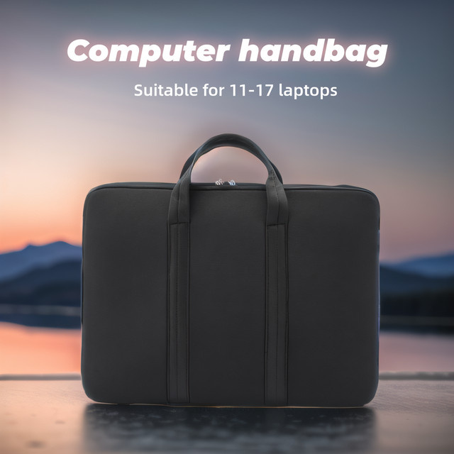 LSS Laptop-Handtasche in Schwarz mit künstlerischem gewebtem Gürtel für 11 bis 17 Zoll - Bild 1