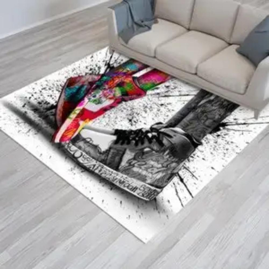 Runder JGJG Badezimmer-Eingangsteppich mit Graffiti-Schuhdesign in Multicolour, B/T: 60 x 90 cm - Bild 3