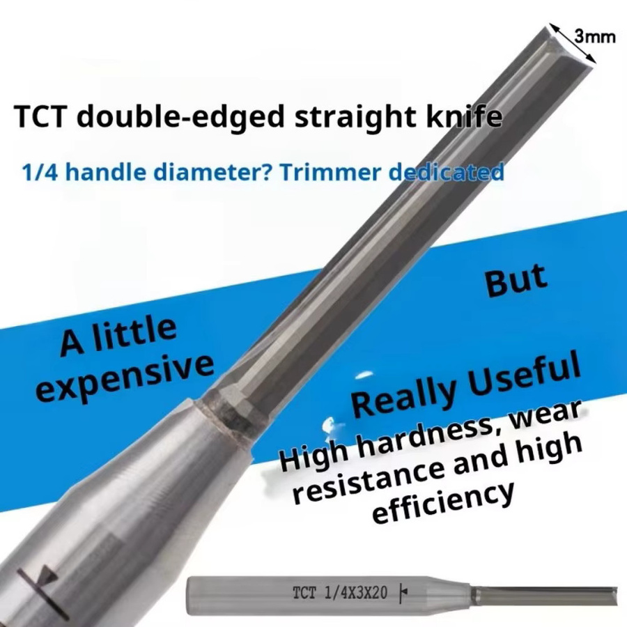 TCT-Fräser mit gerader Klinge aus Hartlegierung für Metall- und Holzbearbeitung, Silber, 3 mm - Bild 4