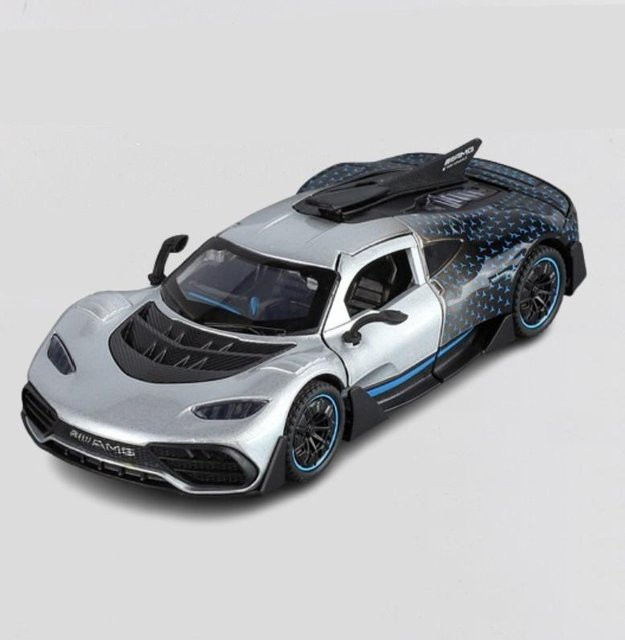 Linyi toy car Benzs-One Sportwagen Modell, 1:32, Metall, mit Licht und Sound, grau, ab 4 Jahren - Bild 1