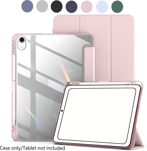 Chenxiaotong Schutzhülle für iPad Mini 6 und iPad Mini 7 (A17 Pro), transparente Hülle mit stoßfester Rückenschale und Stifthalter, Farbe: Transparent/Grün - Bild 1