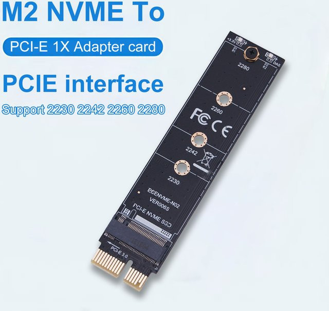 T.F.SKYWINDINTL NVME M.2 auf PCI E3.0 1X Festplatten-Adapterkarte, M Key NGFF Modul Konverter Erweiterungskarte, Schwarz - Bild 1