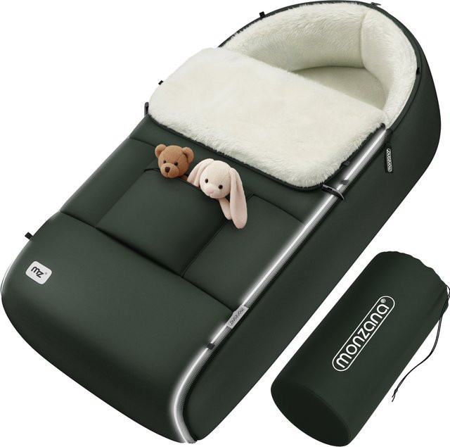 Monzana Babyfußsack Grau-Grün gefüttert für Kinderwagen - Bild 1