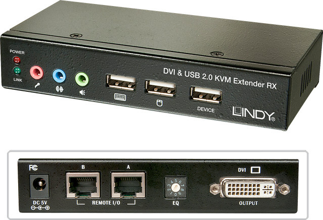 Lindy Cat.5 KVM Extender Classic USB KVM-USB-Extender in Schwarz für Full HD mit bis zu 50 m Reichweite - Bild 1