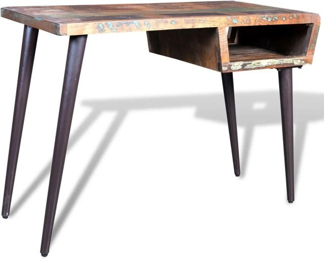 vidaXL Schreibtisch aus Altholz in Braun mit Eisenbeinen im Vintage-Stil, B/T/H: 160 x 80 x 75 cm - Bild 1