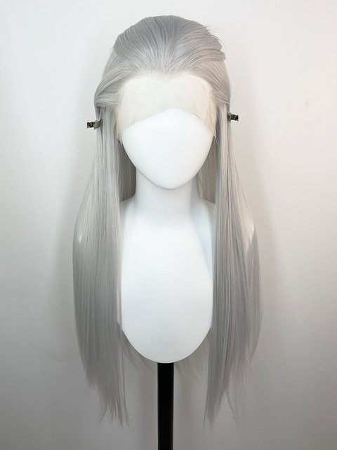 Artjosy Lace-Front-Perücke, Silbergrau, synthetisch, 66 cm, Damen - Bild 1