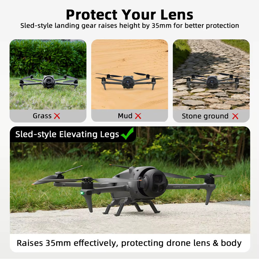 BRDRC Fahrwerk für DJI Mavic 4 Pro, faltbare verlängerte Landebeine in Grau - Bild 2