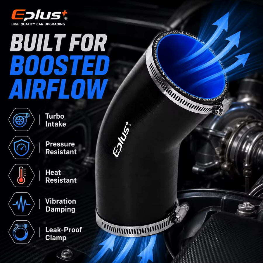 EPLUS Schwarzer Silikonschlauch mit 45-Grad-Winkel als universeller Auto-Luftansaugadapter und Ladeluftkühler-Turbo-Rohr-Adapter - Bild 4