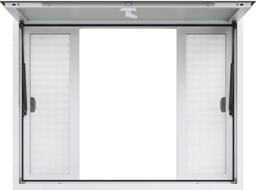 VEVOR Imbissfenster aus Aluminiumlegierung für Imbisswagen mit 4 horizontalen Schiebefenstern und Markisentür, Farbe: Silber, B/H: 122 x 91,4 cm - Bild 1