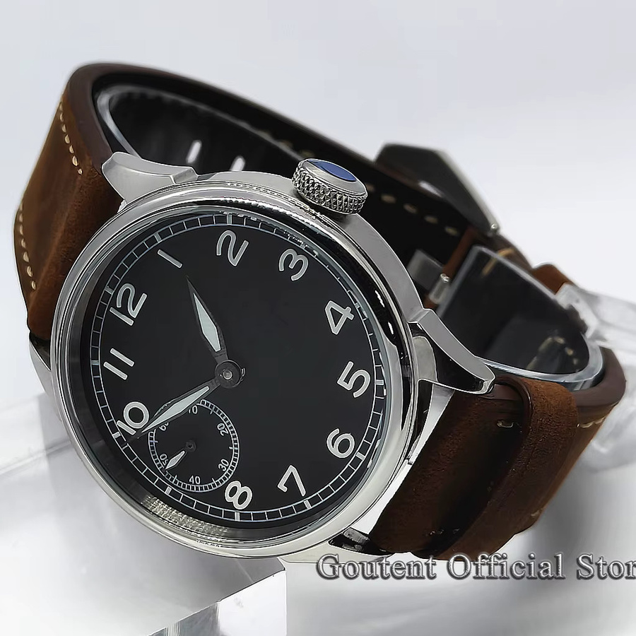 Goutent Armbanduhr, Handaufzug, Edelstahl, 42 mm, Leder, Grün, Herren - Bild 2