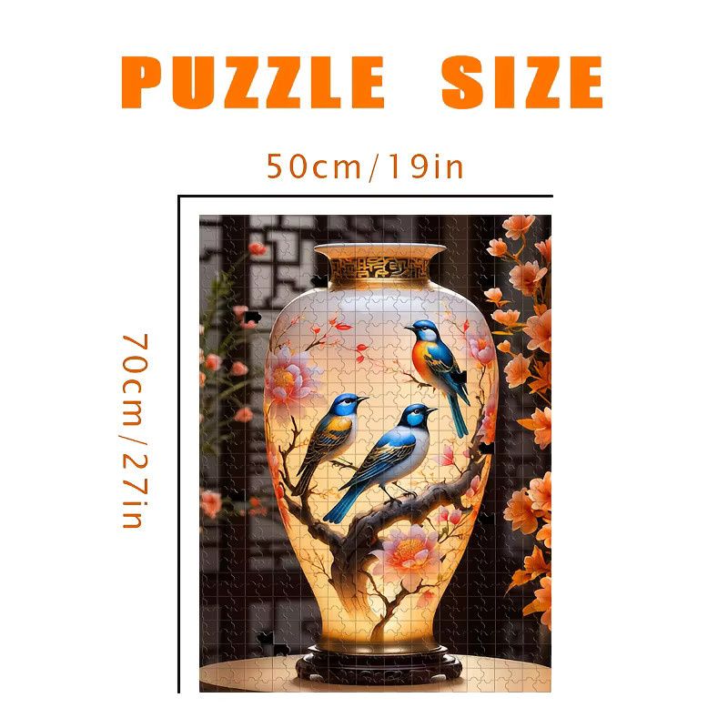 AZNM Chinesische Blumenvase mit blauen Vögeln und Blüten, Puzzlespiel, 1.000 Teile - Bild 4