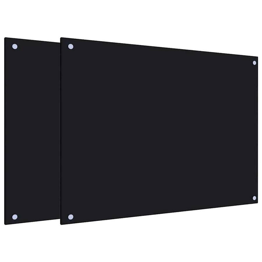 vidaXL Küchenrückwände aus Hartglas, 2 Stück, Schwarz, B: 80 cm, H: 60 cm - Bild 2