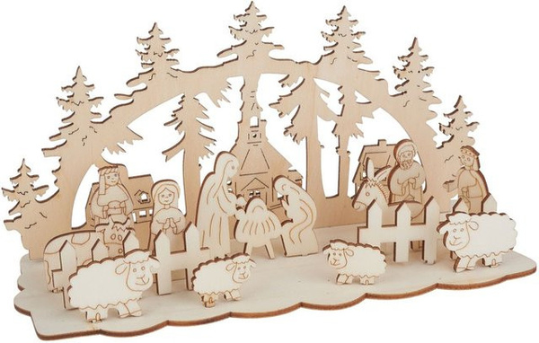 VBS Holzbausatz Krippe aus Sperrholz in Beige für weihnachtliche Dekoration, B/T/H: 20,0 x 10,0 x 8,0 cm