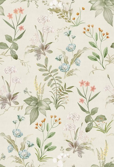Selbstklebende Vintage Tapete Meihodan mit floralem Wildblumen-Design in Beige - Bild 1
