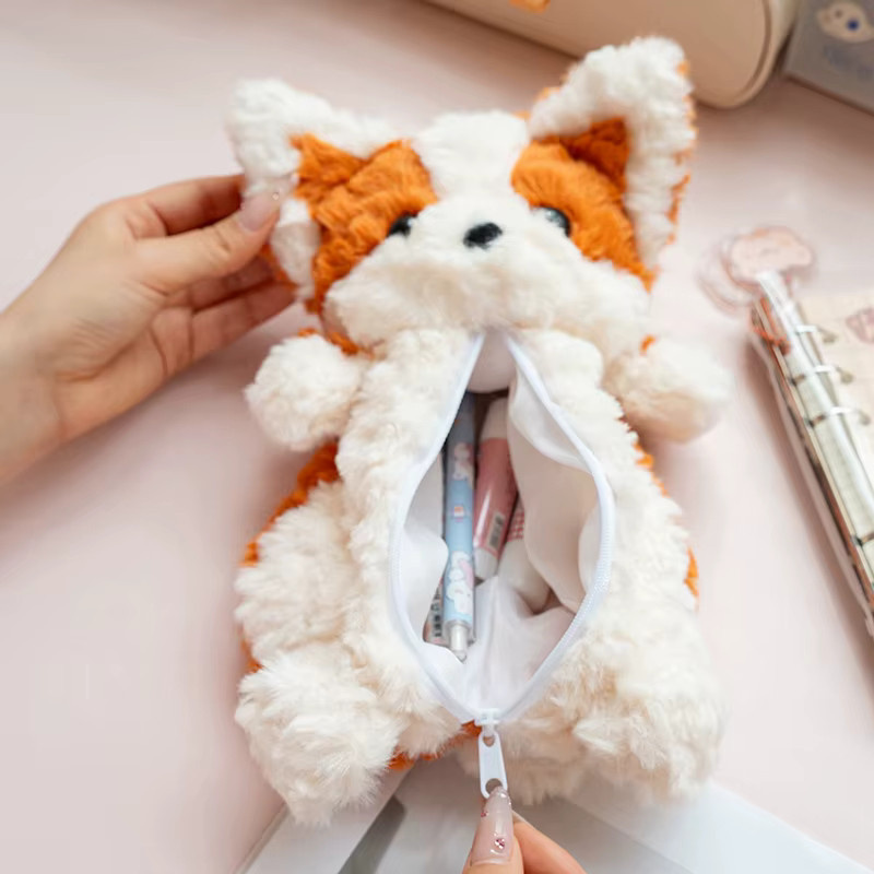 MIAOOWA Kawaii Plüsch Corgi Federmäppchen, Puppe, Schwarz - Bild 1