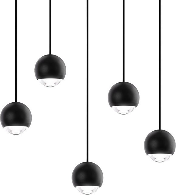 DLS Lighting Cleo LP 5 Round LED-Pendelleuchte in Schwarz mit weißem Baldachin, warmweißes Licht (3000K) - Bild 1
