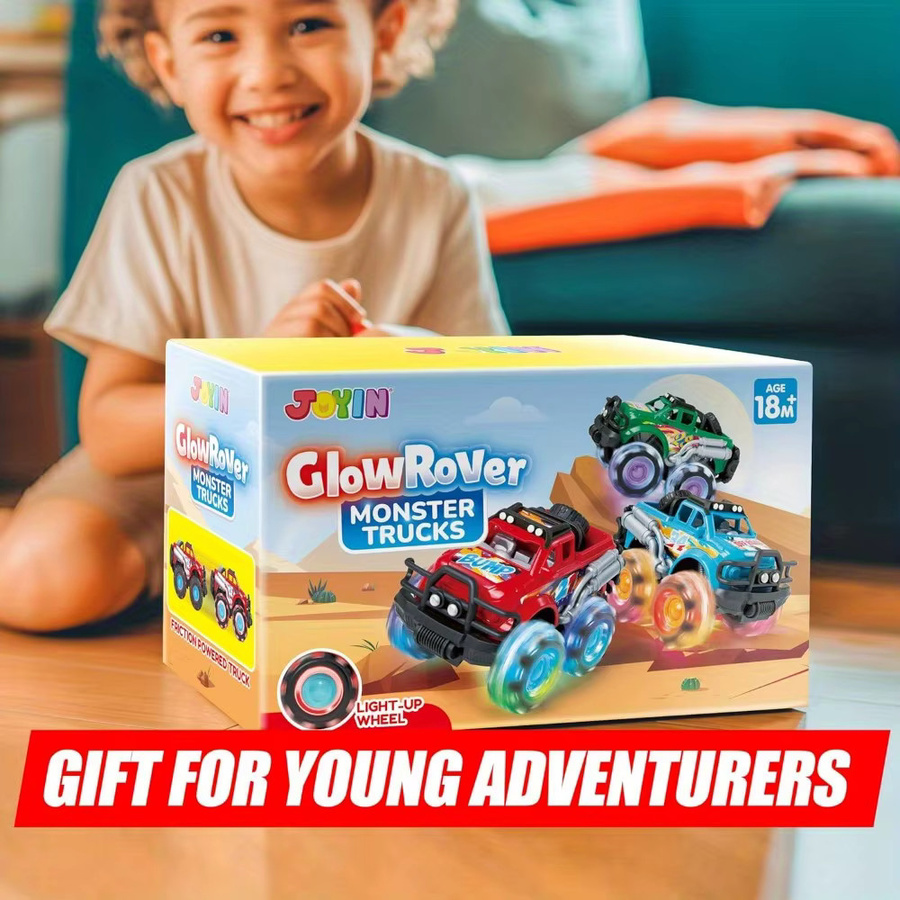 JOYFY Monster-Truck-Spielzeug, 3-teiliges Set, mit blinkenden LED-Rädern, reibungsangetrieben - Bild 5