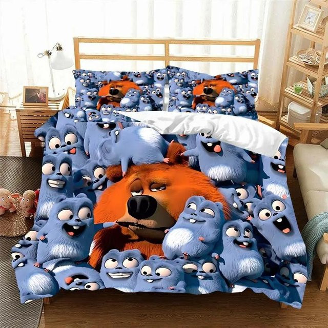 Bettwäsche Set Grizzy und die Lemminge in Blau mit Bettbezug und Kissenbezug aus Mikrofaser, Breite: 140 cm, Länge: 210 cm - Bild 1