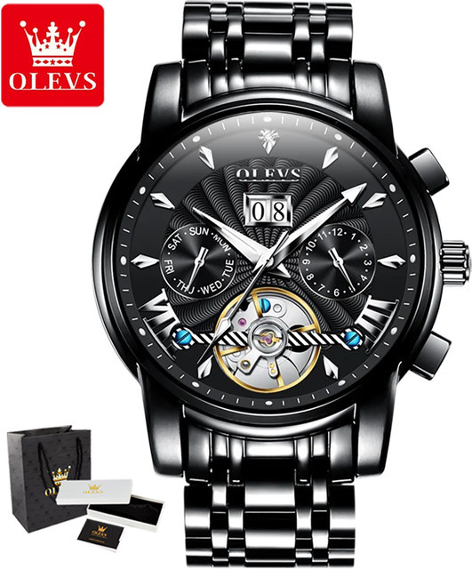 OLEVS Armbanduhr Automatik, Edelstahl, Gold, Herren - Bild 1