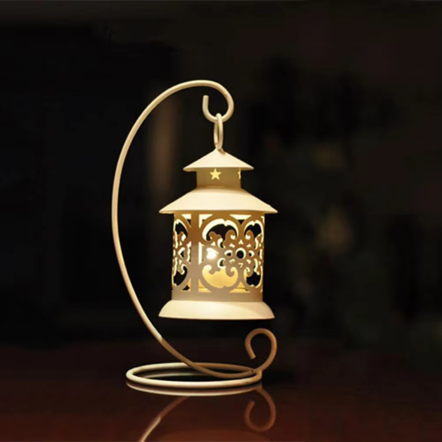 Shunmaii Hängender Kerzenhalter aus Schmiedeeisen im Vintage-Design in Weiß für Teelichter und Tischdekoration - Bild 4