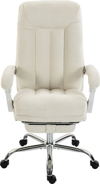HOMCOM Ergonomischer Bürostuhl aus Chenille in Beige mit Fußstütze und hoher Rückenlehne, höhenverstellbar und 360 Grad drehbar - Bild 1