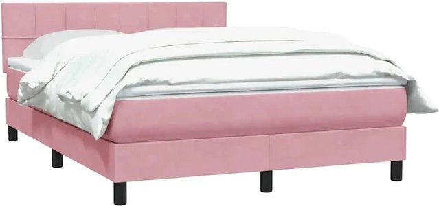 vidaXL Boxspringbett mit Matratze aus Samt in Rosa, B/T/H: 140 x 220 x 78 cm - Bild 1