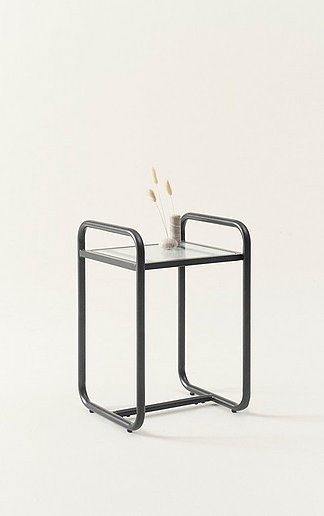 Jotex Beistelltisch DOMINGO modern in Schwarz mit Glasplatte, B/T/H: 40 x 40 x 60,5 cm - Bild 1
