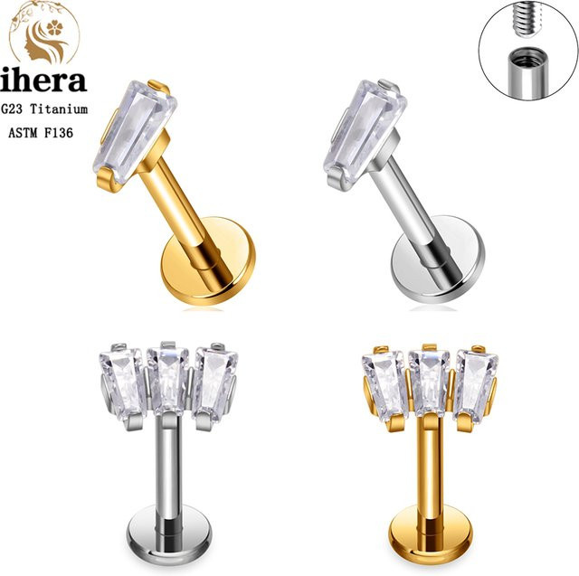 ihera Ohrringe Titan, Baguette Zirkonia, Unisex - Bild 1