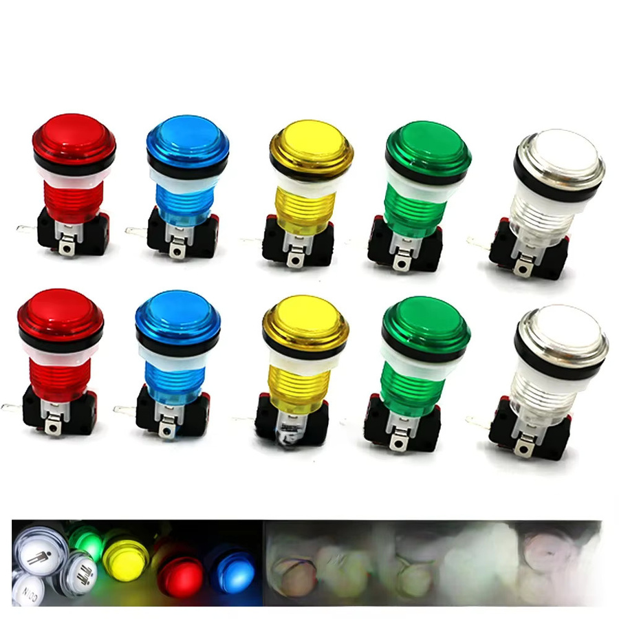 XINWA XINWANG Arcade DIY LED Push Button 33mm mit klarer Kappe und Mikroschalter, 12V, transparent/multicolour - Bild 2