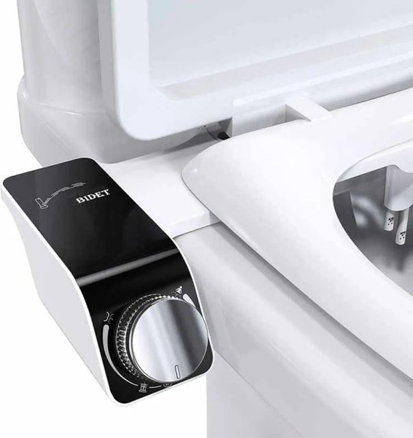 YANKE Bidet-Aufsatz in Weiß, ultradünner ovaler Toilettensitz mit Doppeldüse und einstellbarem Wasserdruck, mechanisches Arschsprühgerät mit Schlauch - Bild 1