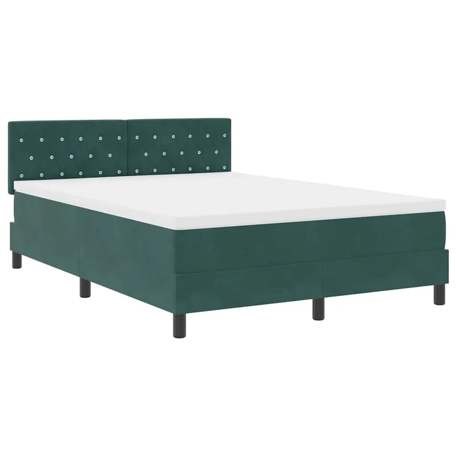 vidaXL LED Boxspringbett mit Matratze in Dunkelgrün aus Samt, B/T/H: 140 x 200 x 280 cm - Bild 2