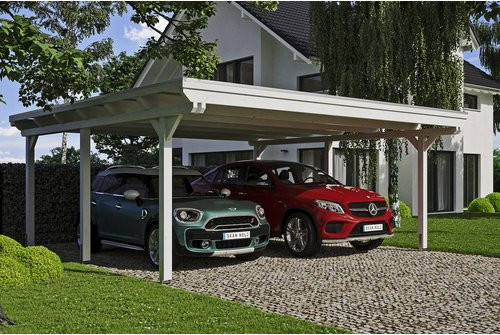 Skan Holz Carport Emsland aus Leimholz in Weiß, B/T: 613 x 604 cm, Firsthöhe: 248 cm - Bild 3